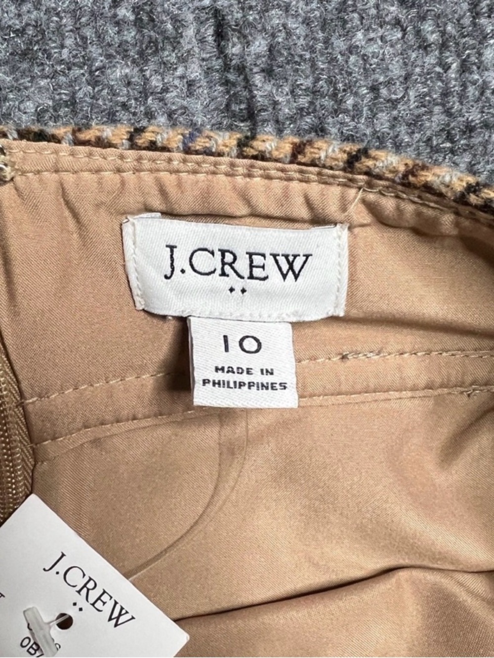 NWT J. Crew Houndstooth Mini Skirt in Tan, Terracotta and Black - Picture 6 of 6